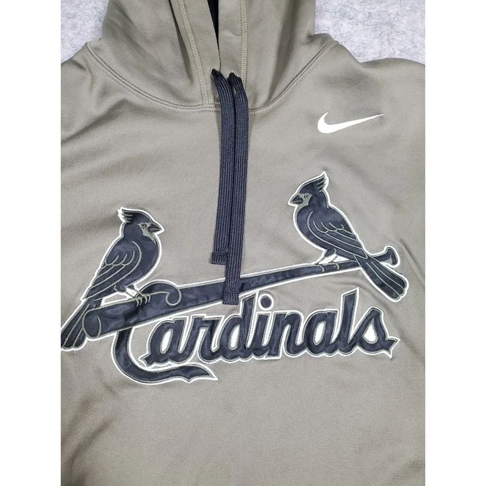 Nike St Louis Cardinals MLB Hoodie Mens Large Green Black Pullover Therma Fit